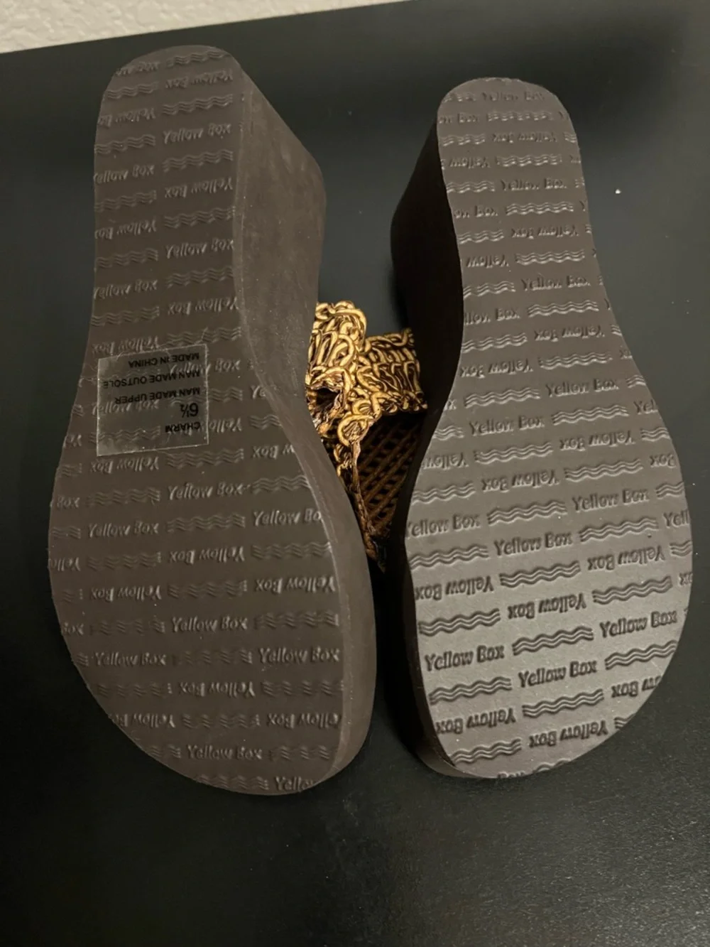 Yellow Box Metallic Gold Braided Thong Sandals for Women - Picture 2 of 2